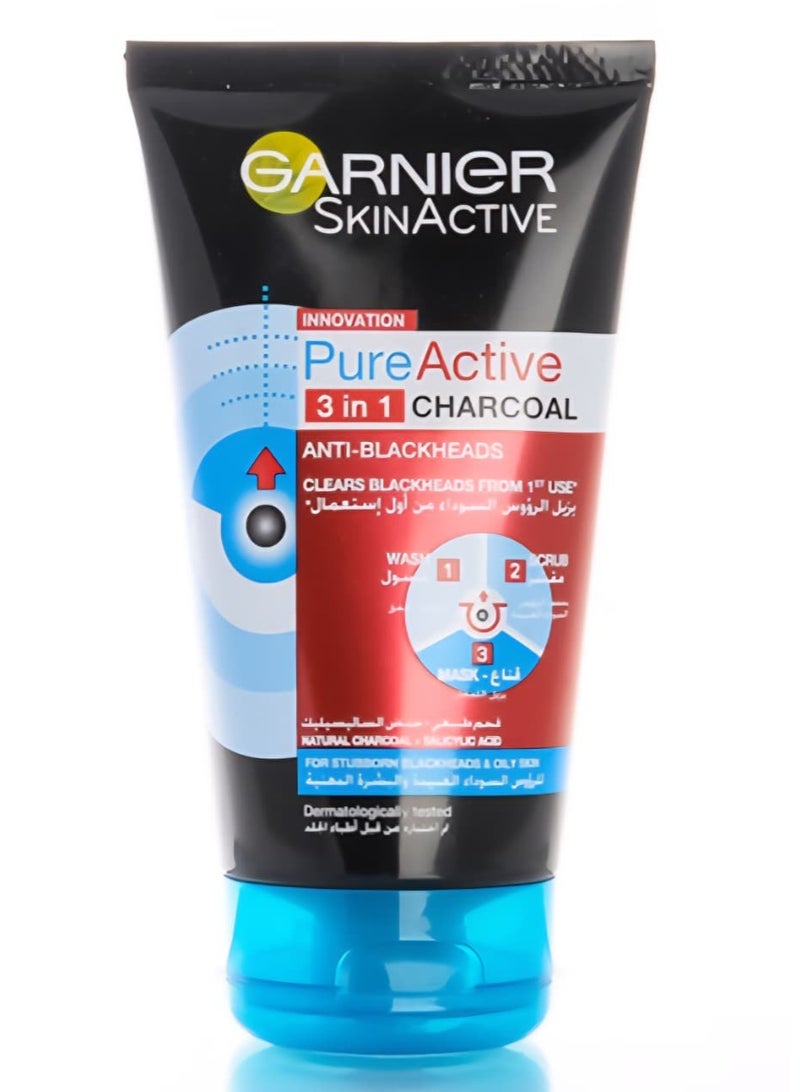 Garnier Skin Active Pure Active 3-in-1 Charcoal Facial Wash 50ml
